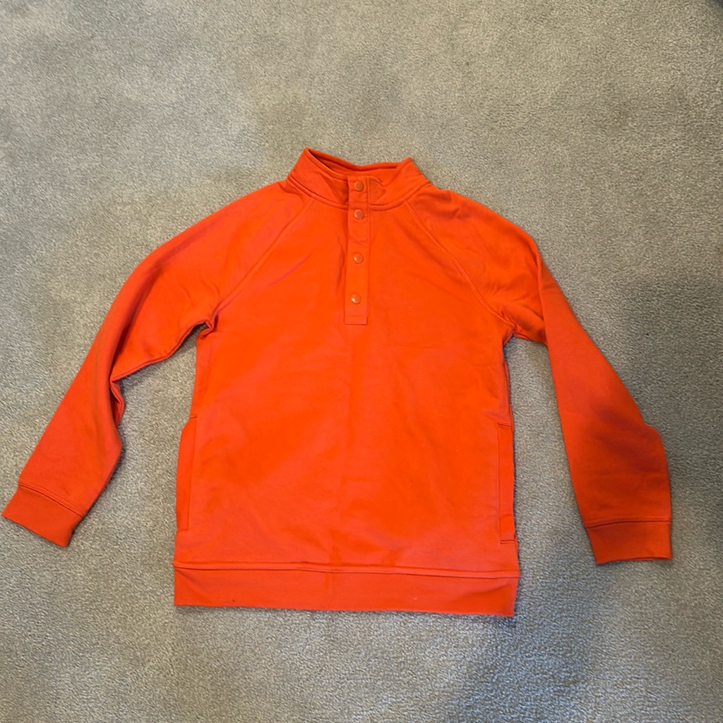 Cat & Jack Unisex Orange Pullover Sweater Button Collar Pockets New Sweatshirt